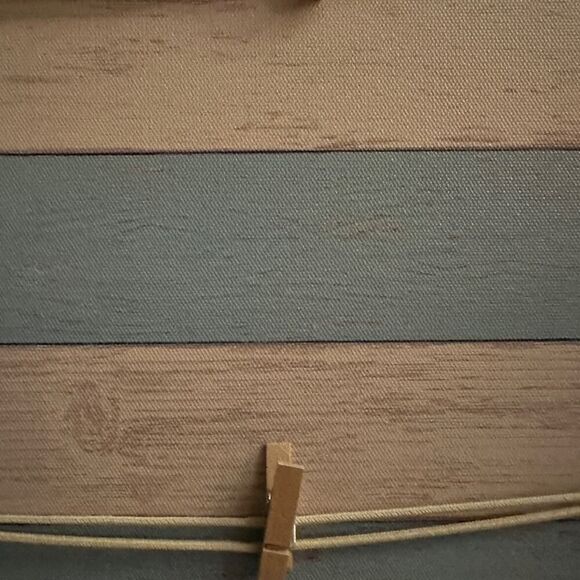 Picture frame with blue and white stripe wood image backing with clothes pins - Picture 4 of 6